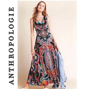 Anthropologie Maeve Sleeveless V-Neck Maxi Dress